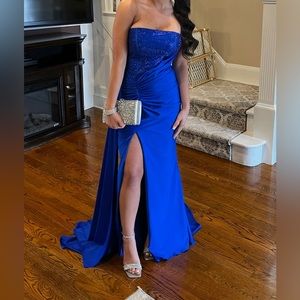 Satan blue prom dress